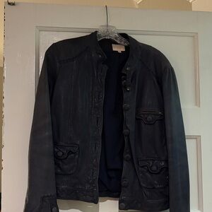 VINTAGE Whistles Dark Gray MOTO LEATHER BIKER JACKET